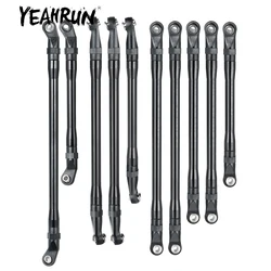 YEAHRUN 10pcs/set Black CNC Alloy Rod Link Linkage Set for Axial SCX10 II 90046 1/10 RC Crawler