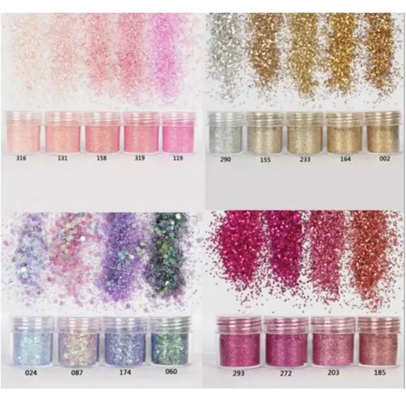 18 Bottles Nail Art Sequins Filling Flash Glitter Powder UV Epoxy Resin Pigment X4YA