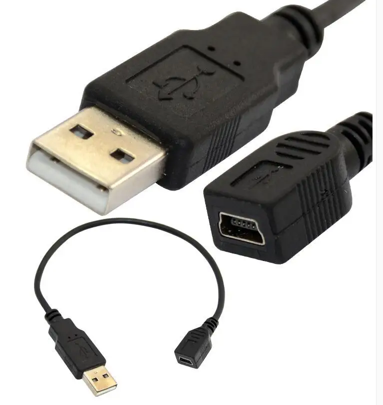 المصغّر usb 5Pin & Mini usb 5Pin أنثى إلى USB 2.0 A كابل موصل ذكر قرص صلب كاميرا رقمية الهاتف المحمول كابل بيانات 0.25m