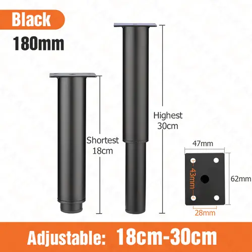 KAK Adjustable Furniture Leg Cold Rolled Steel Black White Table Feet Replacement Cabinet Sofa Metal Foot Furniture Hardware - Image 8