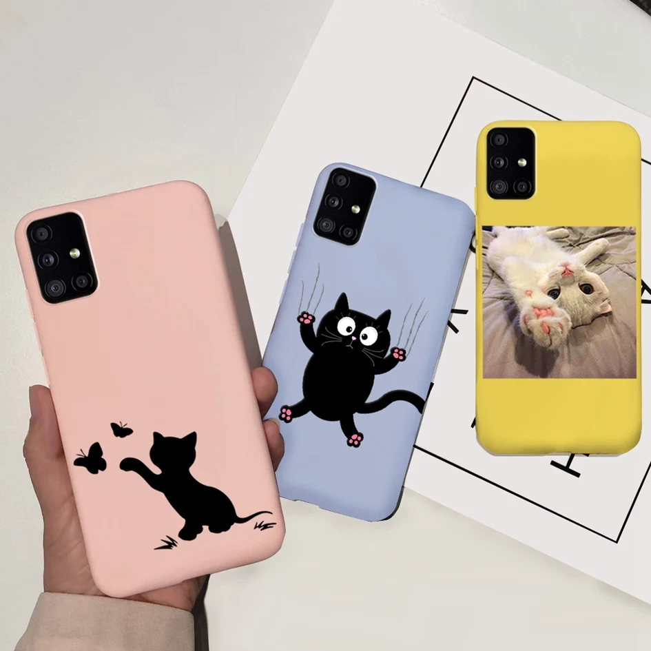 For Samsung Galaxy A51 Case Cute Couple Love Heart Slim TPU Phone Cover For Samsung M51 M40 M40S A 51 SM-A515F Soft Touch Fundas