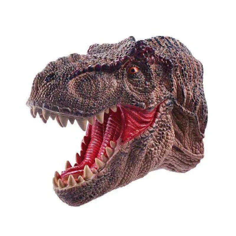 1Pcs เด็กยางสัตว์ไดโนเสาร์หัวหุ่นมือของเล่นจำลอง Tyrannosaurus /Raptor นุ่มถุงมือ Xmas ของขวัญสำหรับเด็ก