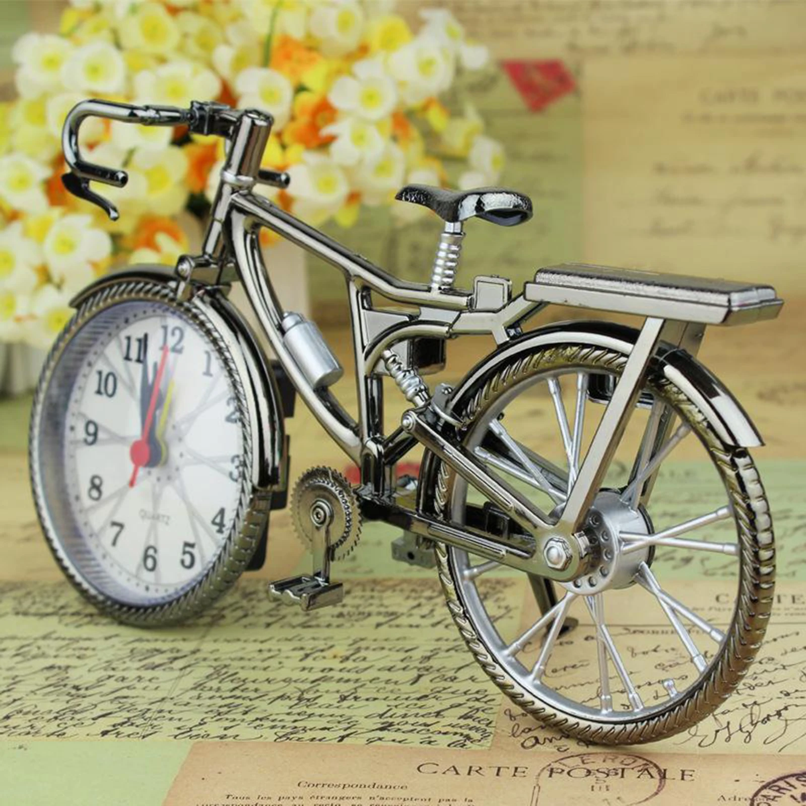 Creative Table Clock Cool Alarm Clock Retro Bicycle Shape Works Of Art Home Decor Numeral Vintage Novelty Bicycle Alarm Clock