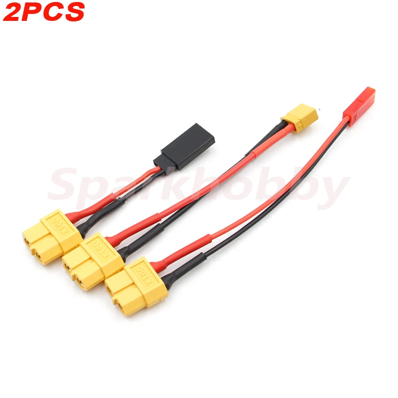 2PCS Sparkhobby XT60 Female To XT30 Male/JST Male/DuPont Male 18AWG Head Adapter Battery Charging Cable for HOTA D6 TOOLKITRC M8