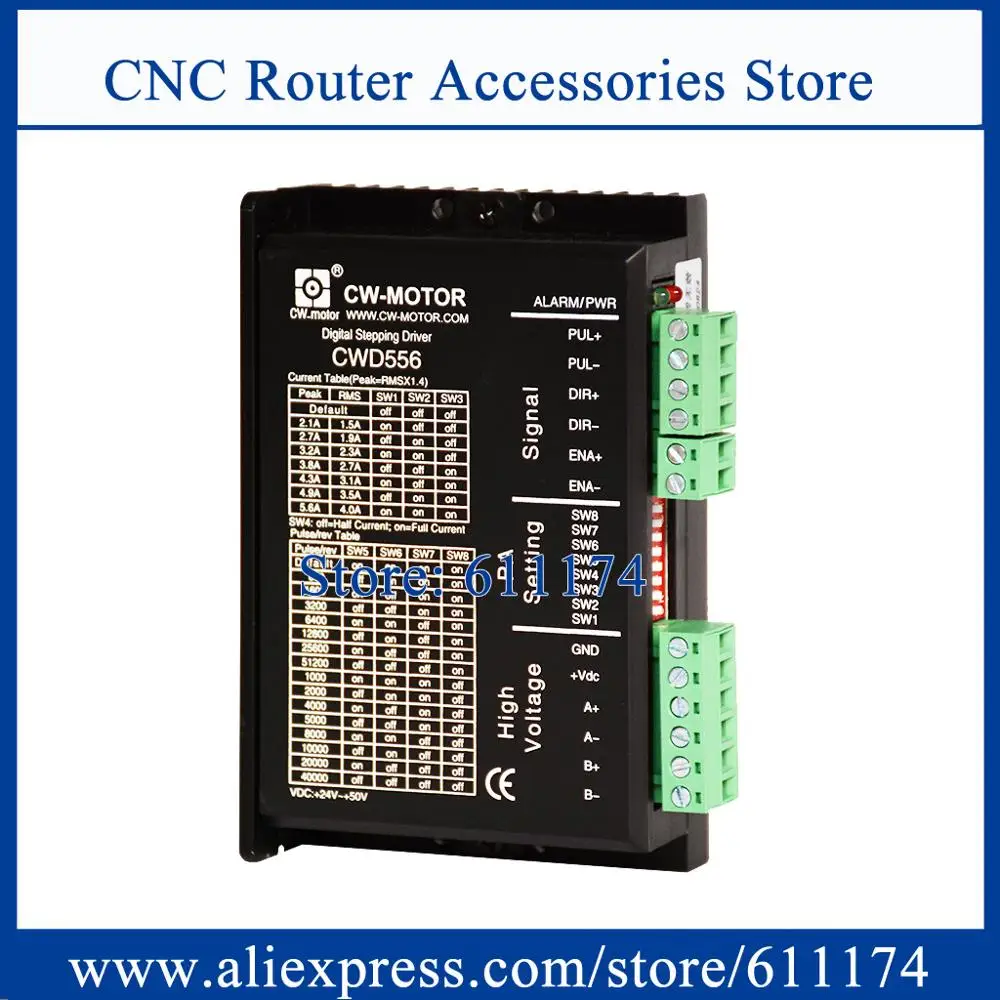 

CWD556 2.1-5.6A 51200Pulse/rev DC50V stepping drive Digital CNC Stepper Motor driver for 57 nema23 stepper motor