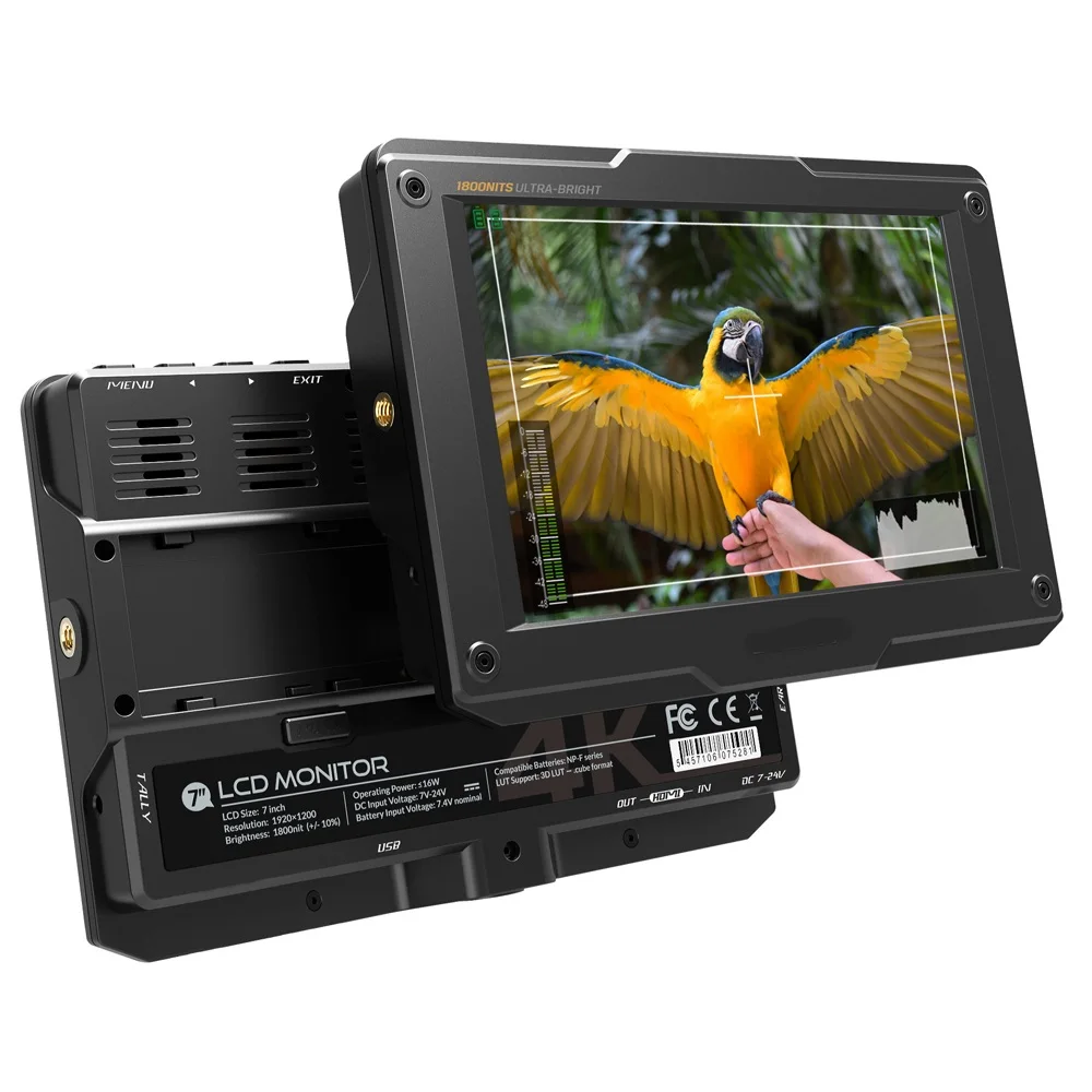 7 inch 1800nit sunlight visible high bright field monitor with 4K HDMI-compatibl on camera monitor for outdoor video