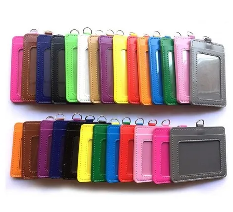 

New 50pcs ID Card Credit Holder PU Business ID Badge Card Holder DIY Mixed color