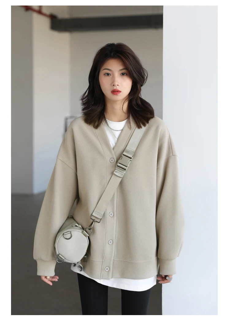 CHIC VEN Korean Women's Sweatshirts Solid Plush Thick Warm Loose Casual Female Tops Office Lady Coats Jacket Autumn Winter 2026
