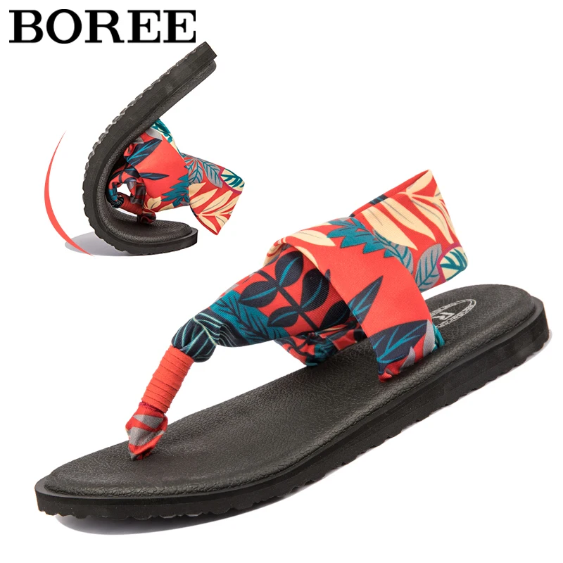 Sandal Wanita Sepatu Retro Selempang Yoga Sepatu Kasual Pantai Sepatu Latihan Yoga Antiselip Alas Lembut Nyaman Sandal Jepit Wanita