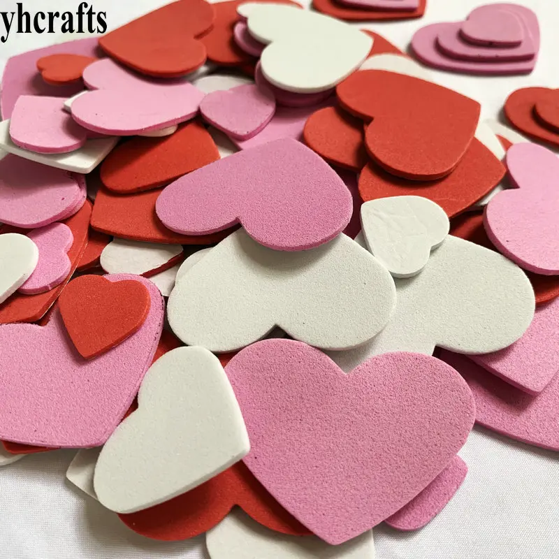 

100PCS red pink white hearts foam stickers Valentine's Day crafts Wedding decoration Kindergarten arts New year gifts