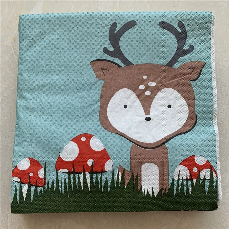 Decoupage paper napkins elegant tissue vintage cute animal towel deer mushroom birthday wedding party home beautiful decor 3 ply