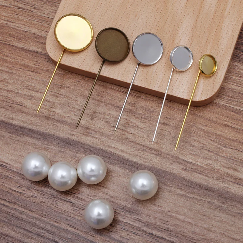 

200pcs Brooch Pins 10 12 14 16 18 20mm Circle Cameo Base Round Ball Stopper Clothes Fixed Pin Brooches Jewelry Accessories