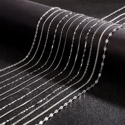 Multi-style 925 Sterling Silver Necklace Chains Water Wave Snake Female Clavicle Chain Simple Fashion Jewelry 18 inch Trendy