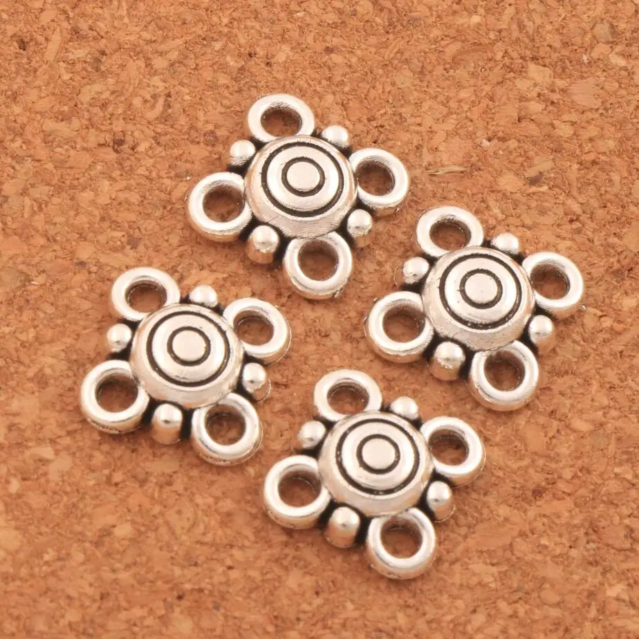 

4-Hole Connector Link Charms Pendant Fit Necklace Bracelets Jewelry L1716 14.7x11.9mm 45pcs Zinc Alloy