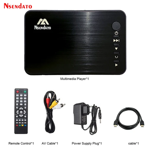 Mini reproductor multimedia Full HD Autoplay 1080P USB reproductor multimedia HDD externo con Cable HD VGA AV para disco SD U MKV RMVB
