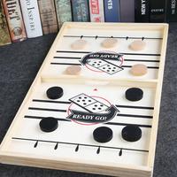 Playing Chess Fast Sling Puck Game Paced Wooden Table Hockey Winner Games Parent-Child Interactive Large Wooden Toy