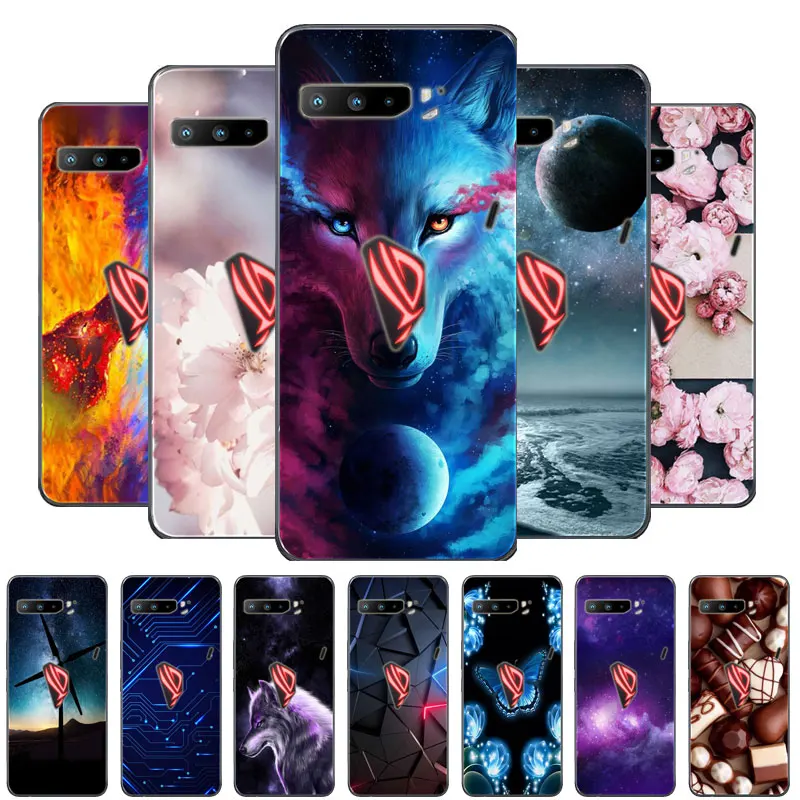 For Asus Rog Phone 3 ZS661KS Case Black Bumper Silicone TPU Soft Phone Cover Cases For Asus Rog Phone3 Strix Funda Cartoon Coque