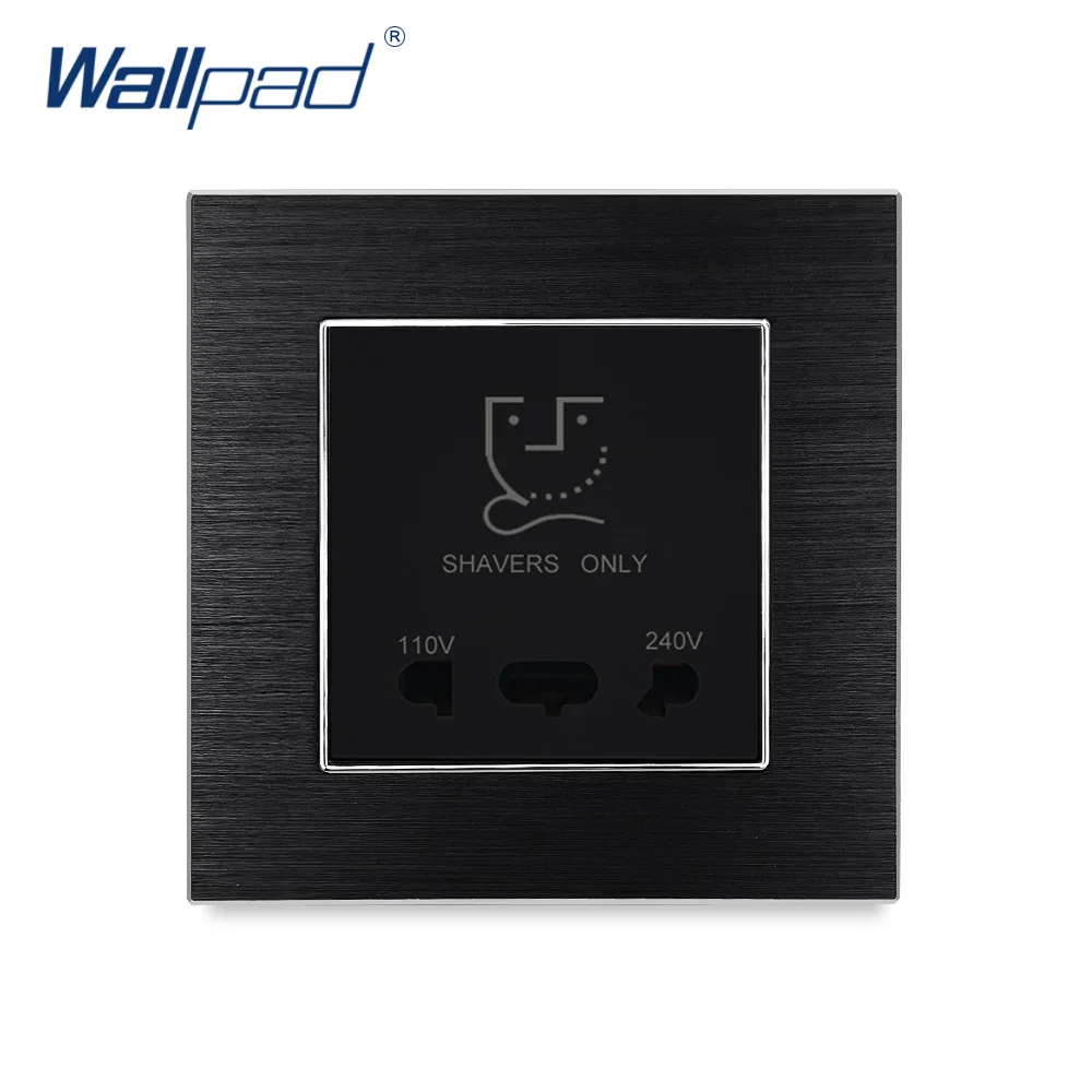 Shaver Socket Wallpad Luxury Satin Metal Panel Shaver Power Socket Electric Wall Electrical Outlets For Home