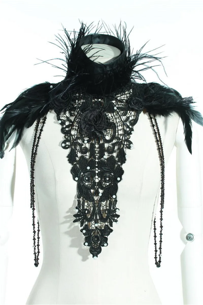 Gothic Stylish  Chocker Black lace Necklace & Shoulder Piece RQ-BL Red Queen's Black Legion 21222