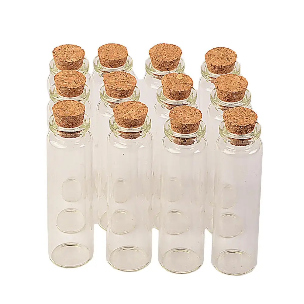 

22x80x12.5 mm 20ml Clear Transparent Glass Bottles With Cork Perfume Vials Creative Wishing Bottle Pendants 100 pcs