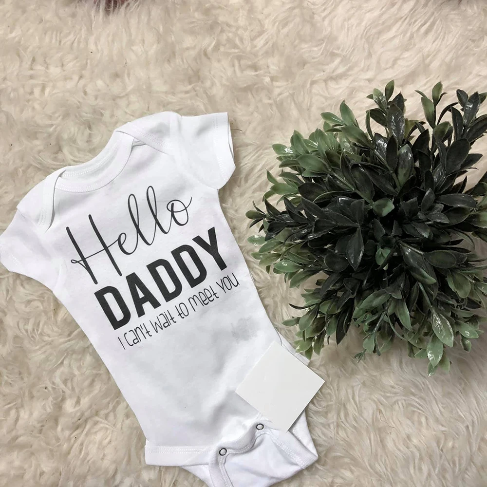 Hey Daddy/grandma/grandpa/auntie I Can\'t Wait To Meet You Newborn Baby Summer Short Sleeve Bodysuits Casual Baby Playsuit Ropa