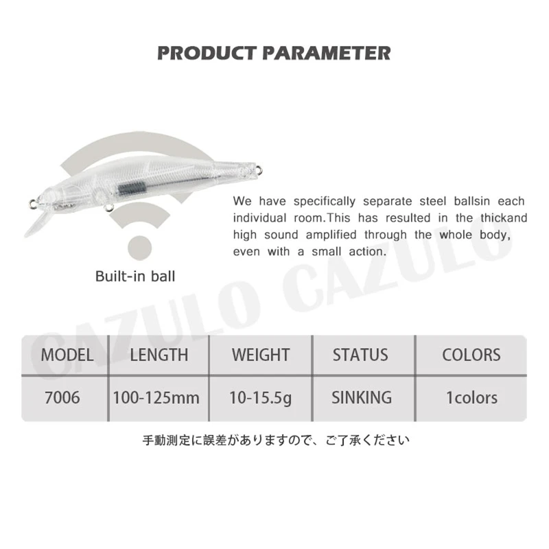 Blank Unpainted Minnow Fishing Accessories Lure Isca Artificial Weights 10-15.5g ABS DIY Sinking Wobblers Seabass Tackle Leurre