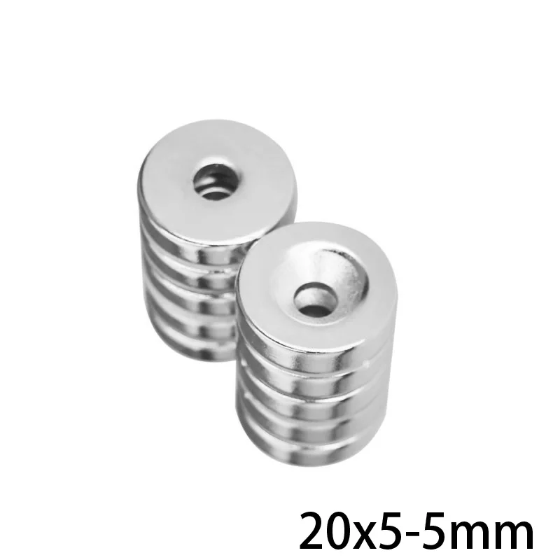 2~150PCS 20x5-5 Powerful Magnet 20*5 mm Hole 5mm Round Countersunk Magnetic 20x5-5mm Neodymium Disc Magnets 20*5-5