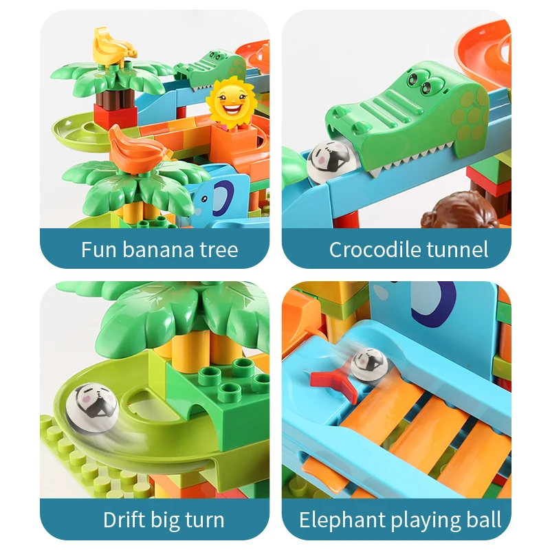 Newest Big Size Turntable Marble Race Run Building Blocks Creative Piano DIY Blocks Plastic Funnel Slide DIY Assembly Bricks