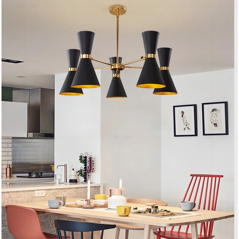 Modern Living Room Chandelier Bedroom Lamp Dining Room LED Lighting Villa Interior Lamp Ceiling Lamp Metal Lampshade