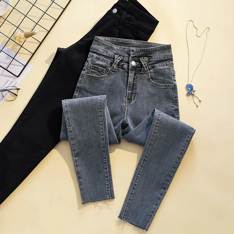 

Джинсы-шаровары, джинсы с высокой талией, женские Стрейчевые брюки-карандаш, облегающие и тонкие, узкие брюки, джинсы для мам