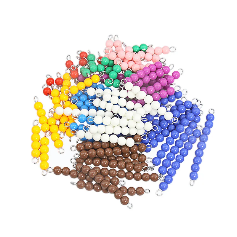 モンテッソーリ-数学のおもちゃ,カラフルなピース,9色のビーズ,就学前の学習ゲーム