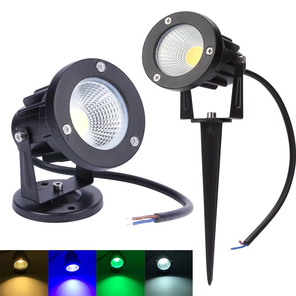 Luz LED para césped y jardín COB de 220V, 110V, 12V, lámpara de punta para exteriores, 3W, 5W, 7W, 9W, foco impermeable para paisaje de sendero