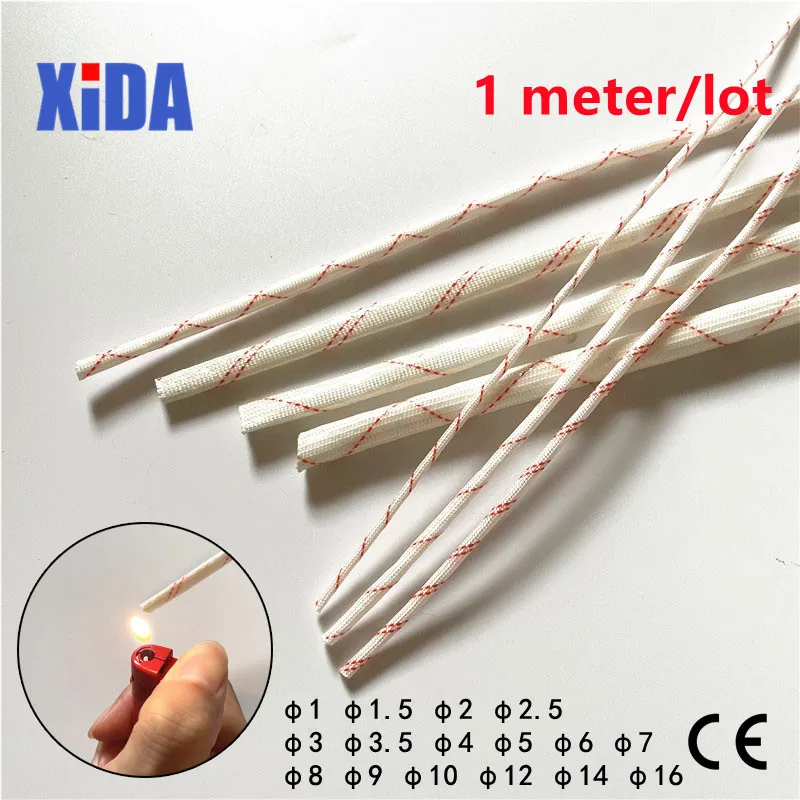 

1M/Lot 1mm 1.5mm 2mm 2.5mm 3mm 3.5mm 4mm 5mm 600 Deg High Temperature Braided Soft Fiberglass Sleeving Fiber Glass Tube Tubing