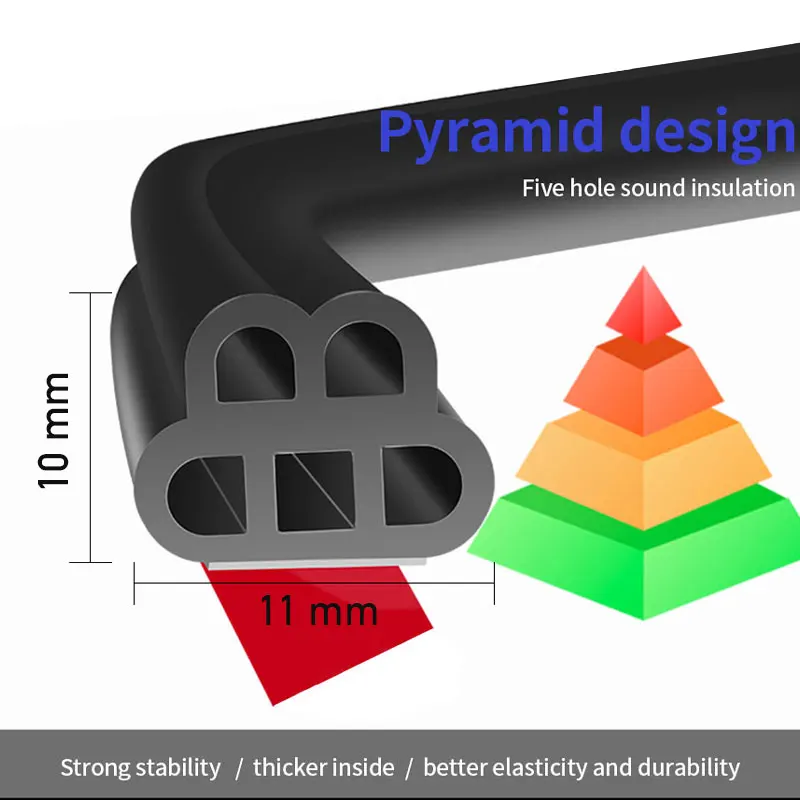 Car Door Rubber Seal Strip Auto Door Seals Accessory Double Layer Protector Seal Noise Insulation for Door Hood Trunk Sealants