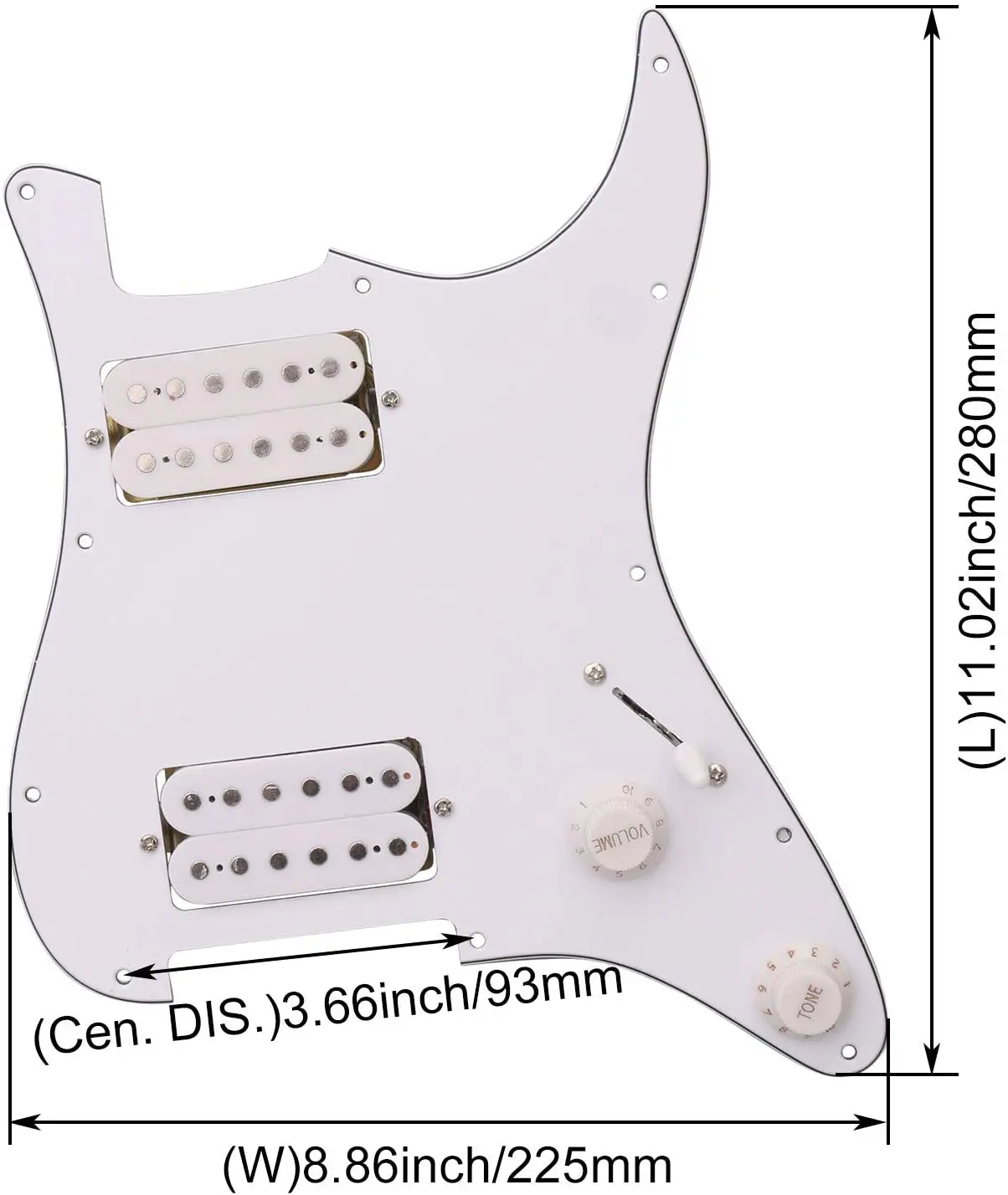 

guitar parts 3Ply White Prewired Loaded Pickguard HH Humbuckers Pickups Guitar