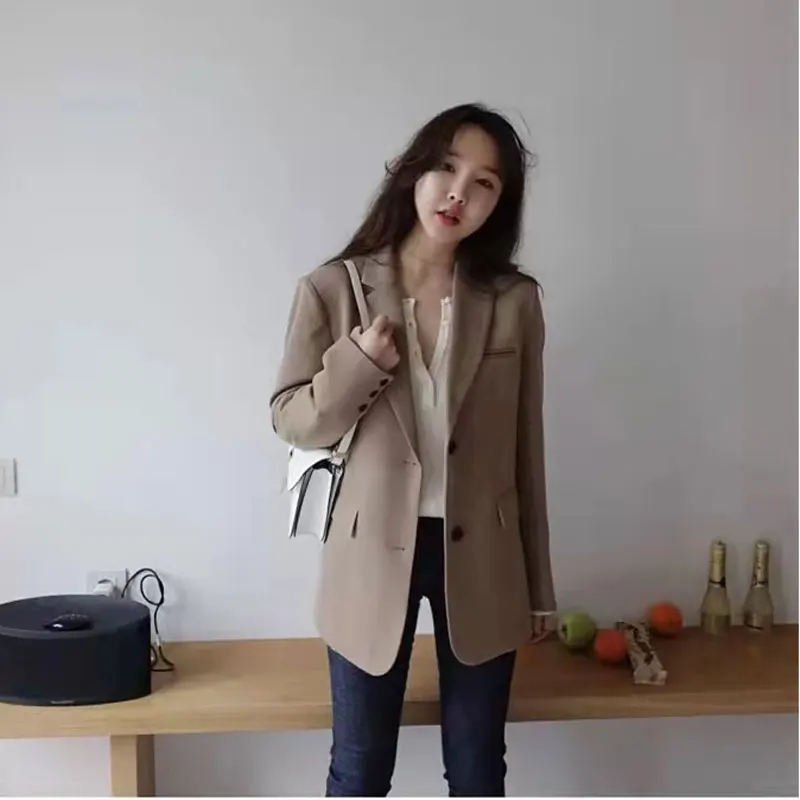 Office Lady Suit Coat  Korean Fashion Women Slim Tailored Collar Blazers For Female Casual All-match Surcoat  Elegant Streetwear