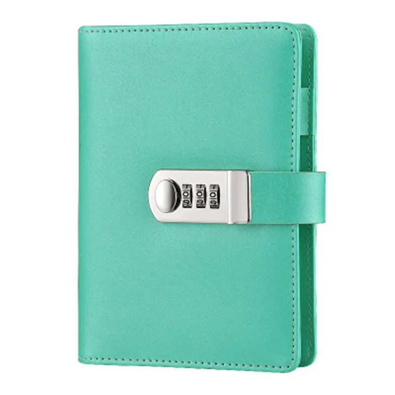 A6 Scrapbook Sticker PU Leather Diaries Journals Notebook Secret Diary With Code Lock YLM9994