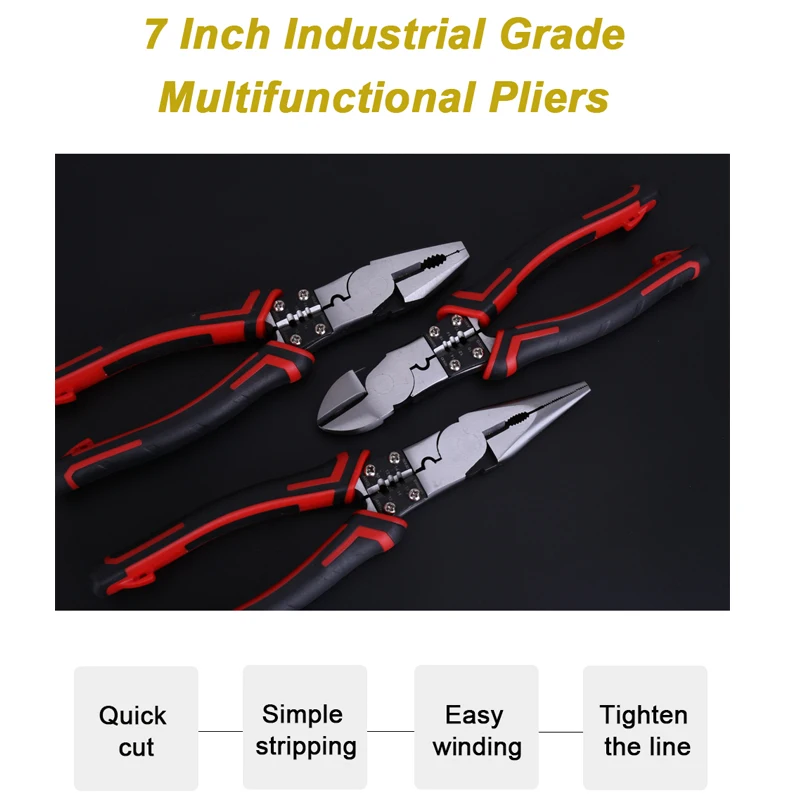 Combination Pliers Tools Wire Cutters Needle-nose Pliers Diagonal Pliers Multifunctional Stripping Crimping Tools Professional