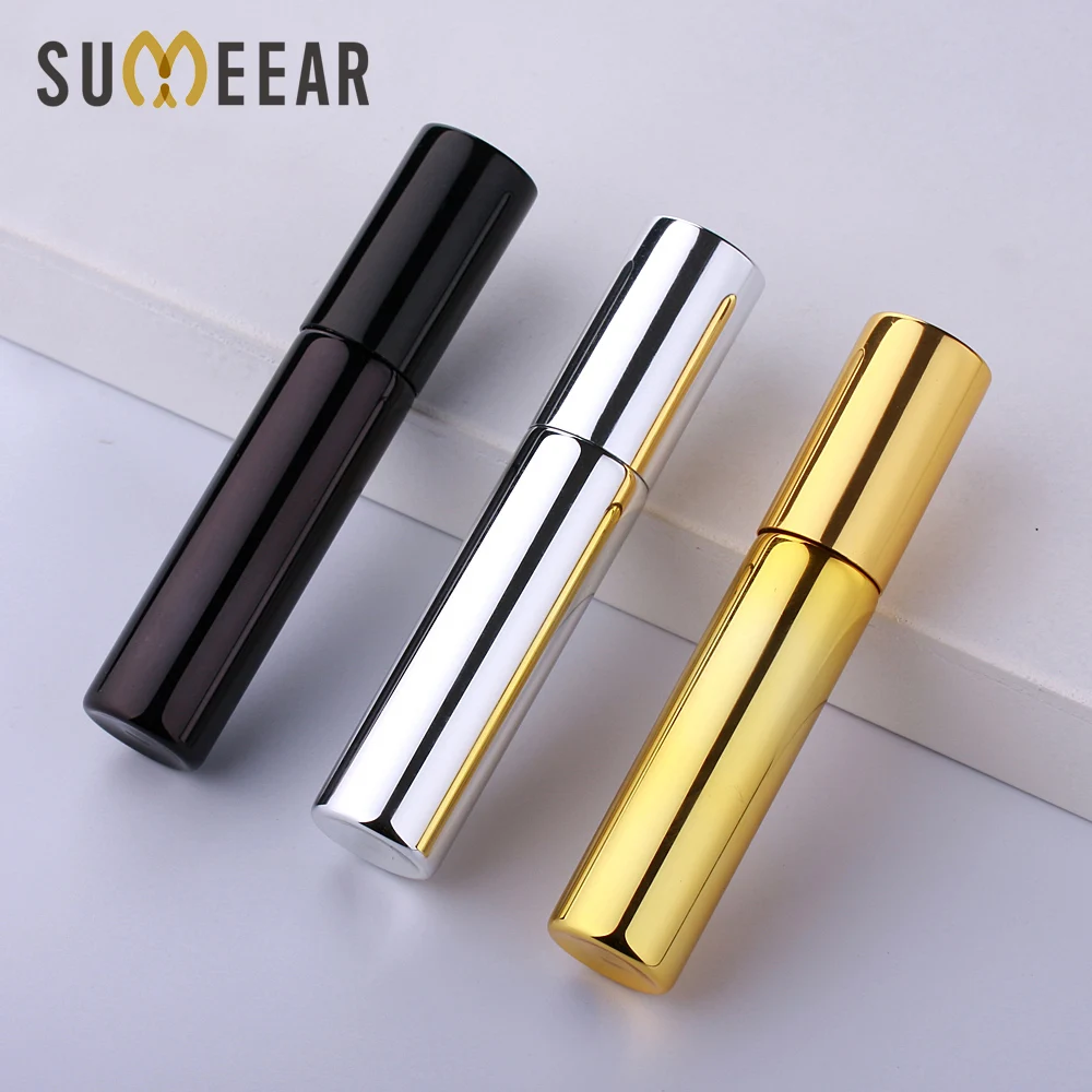 

50Pieces/Lot 10ML Portable UV Glass Refillable Perfume Bottle With Aluminum Atomizer Spray Bottles Sample Empty Containers