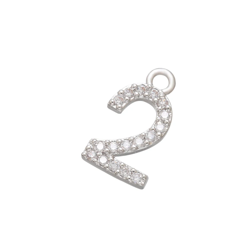 ZHUKOU bigger CZ crystal number charms Arabic numbers pendant for jewelry making DIY earrings necklace Jewelry accessories VD721