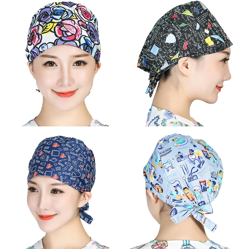 Chapeau en coton imprimé pour femmes, bandeau lavable, soins infirmiers, accessoires de Salon de beauté