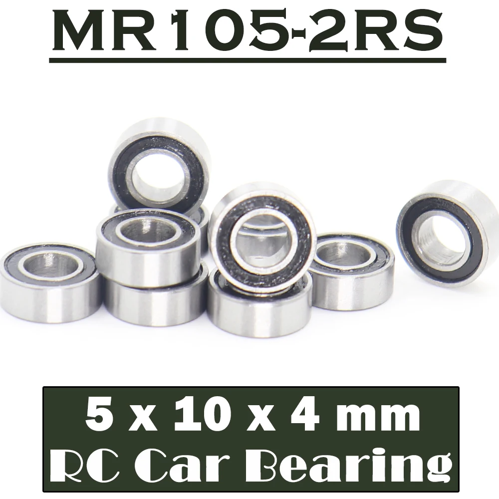 MR105RS Bearing ( 10 PCS ) 5*10*4 mm ABEC-7 Hobby Electric RC Car Truck MR105 RS 2RS Ball Bearings MR105-2RS Black Sealed