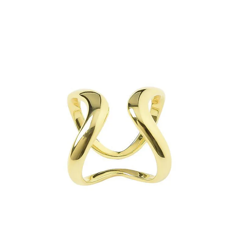 FOXANRY Silver Color Couples Rings New Trendy Elegant Hip Hop Vintage Simple Double Layer Hollow Geometric Party Jewelry