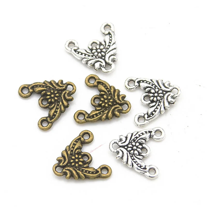 30Pcs 14*14MM 2 Color Retro Zinc Alloy Fresh Flowers Porous Connectors Charm Linker For DIY Pendant Jewelry Accessorie