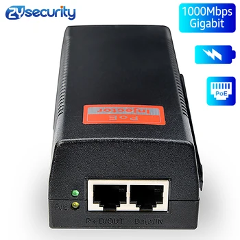 Injecteur POE haute puissance 1000Mbps Gigabit 90W à 4 paires, sortie DC 54V standard, entrée 100-240V, alimentation POE pour caméra IP CCTV PTZ