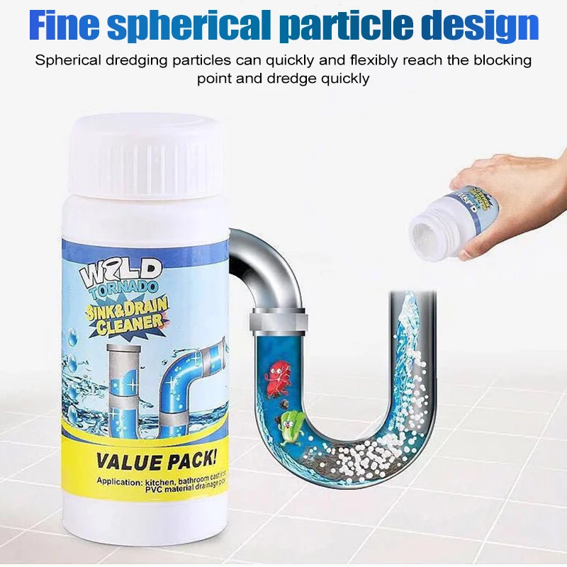 Pipe Unblocker Drain Cleaner, Sink Drain Declogger, Kitchen Toilet Sewage, Clogging, Dredge Unblocker, Fast Cleaner Agent