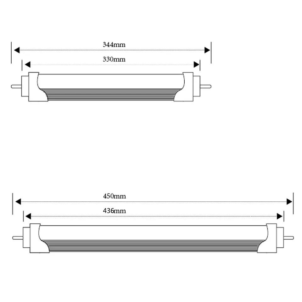 고출력 LED 튜브 조명 램프, 가정용 LED 튜브, T8, 4W, 6W, G13, AC 100-240V, 220V, SMD2835, 344mm, 450mm, 1 피트