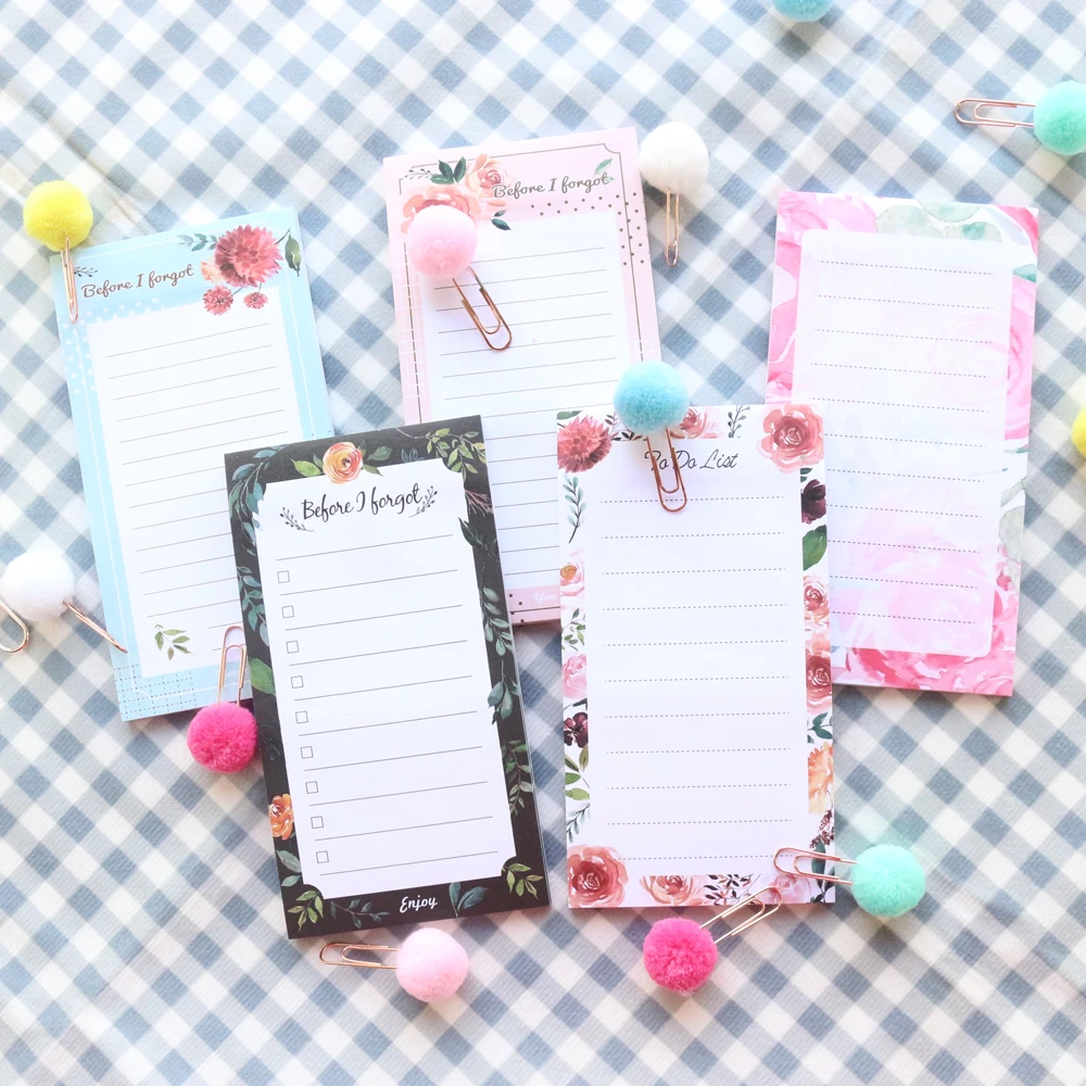 Domikee New cute Korean flower sereise fridge magnetic memo pad candy office school sticky planner note pad stationery supplies