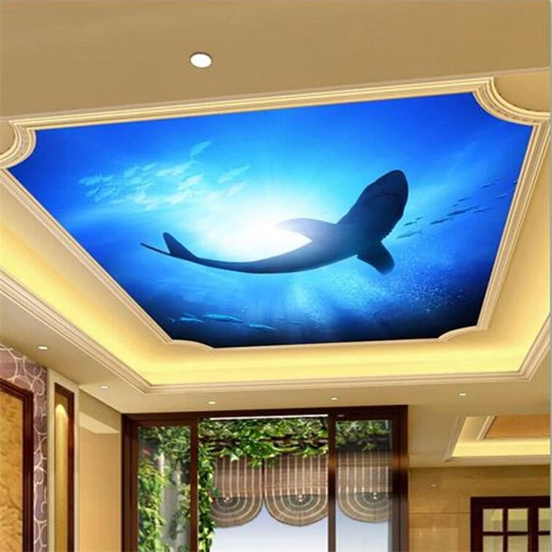 Custom wallpaper 3d mural hd atmospheric blue sky white cloud seagull living room bedroom zenith mural papel de parede фотообои