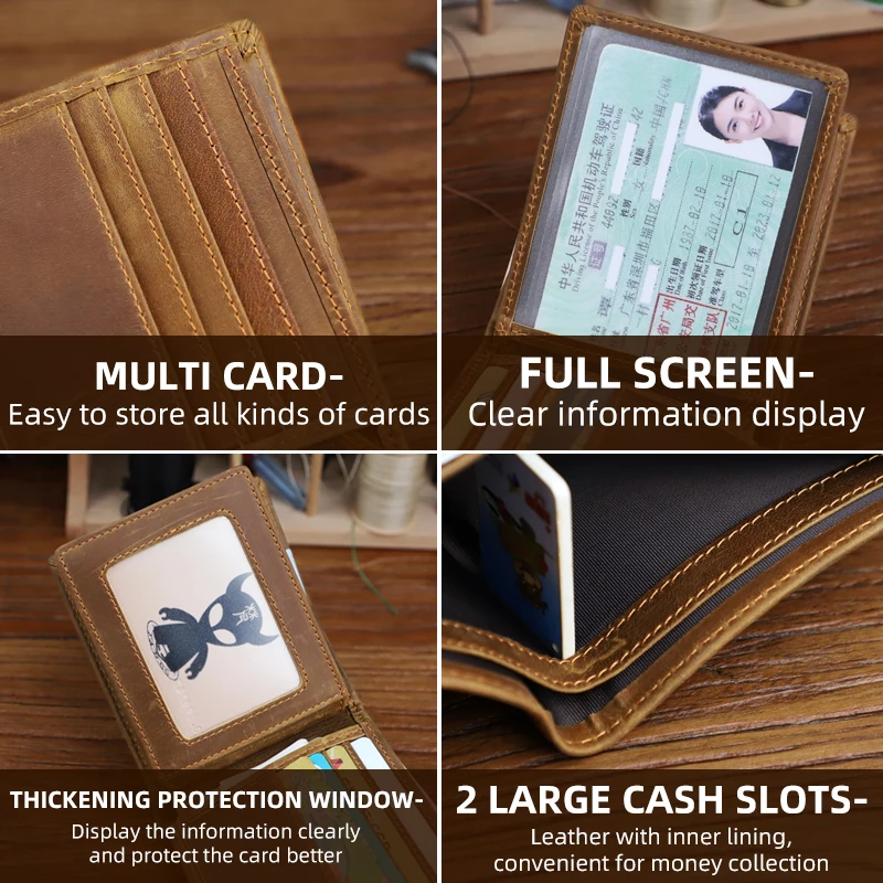 Slim Men's Business Wallet Casual Genuine Leather Billfold Short Wallets For Male Multi-card Holder Money Purse Storage Bag